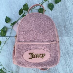Juicy Couture Pink Sherpa Velour Gold Backpack NEW Y2K Handbag Purse Trashy Bag